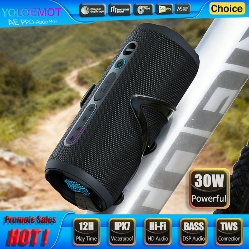 Portable Bluetooth Speaker Waterproof Ipx7 - 30W ลำโพงบลูทูธแบบพกพาไร้สาย EQ ซับวูฟเฟอร์กลางแจ้ง IPX7 กันน้ำเสียงไฮไฟ