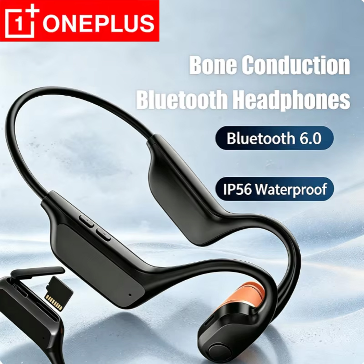 Bone Conduction Running Headphones - หูฟังบลูทูธแบบเปิดหู ใช้เทคโนโลยีการส่งเสียงผ่านกระดูก รุ่น OnePlus แบตเตอรี่ใช้งานได้นานเป็นพิเศษ เหมาะสำหรับวิ่ง