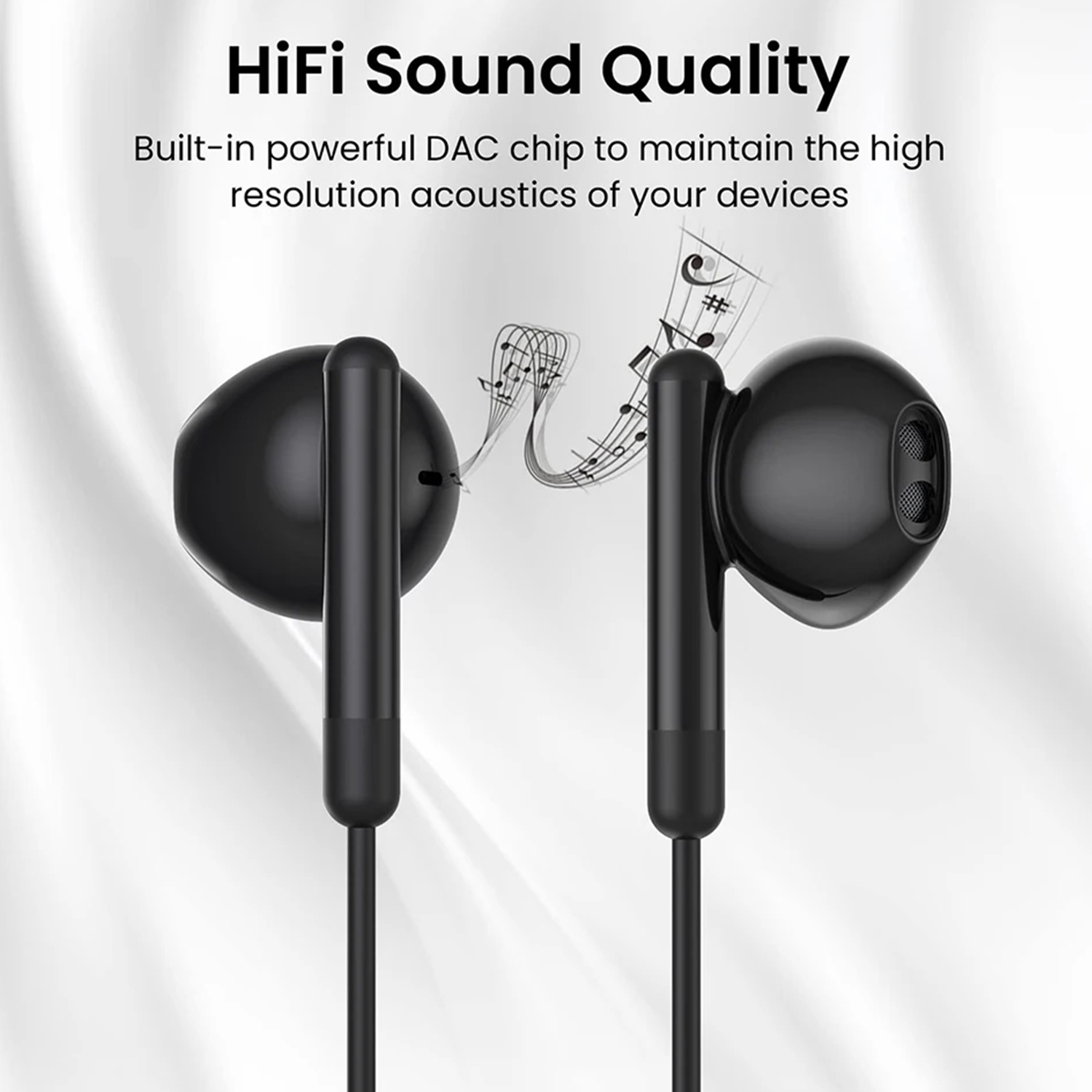 USB C หูฟังแบบมีสายไฮไฟสเตอริโ - Type C Wired Earphones With Mic บทวิจารณ์และราคา